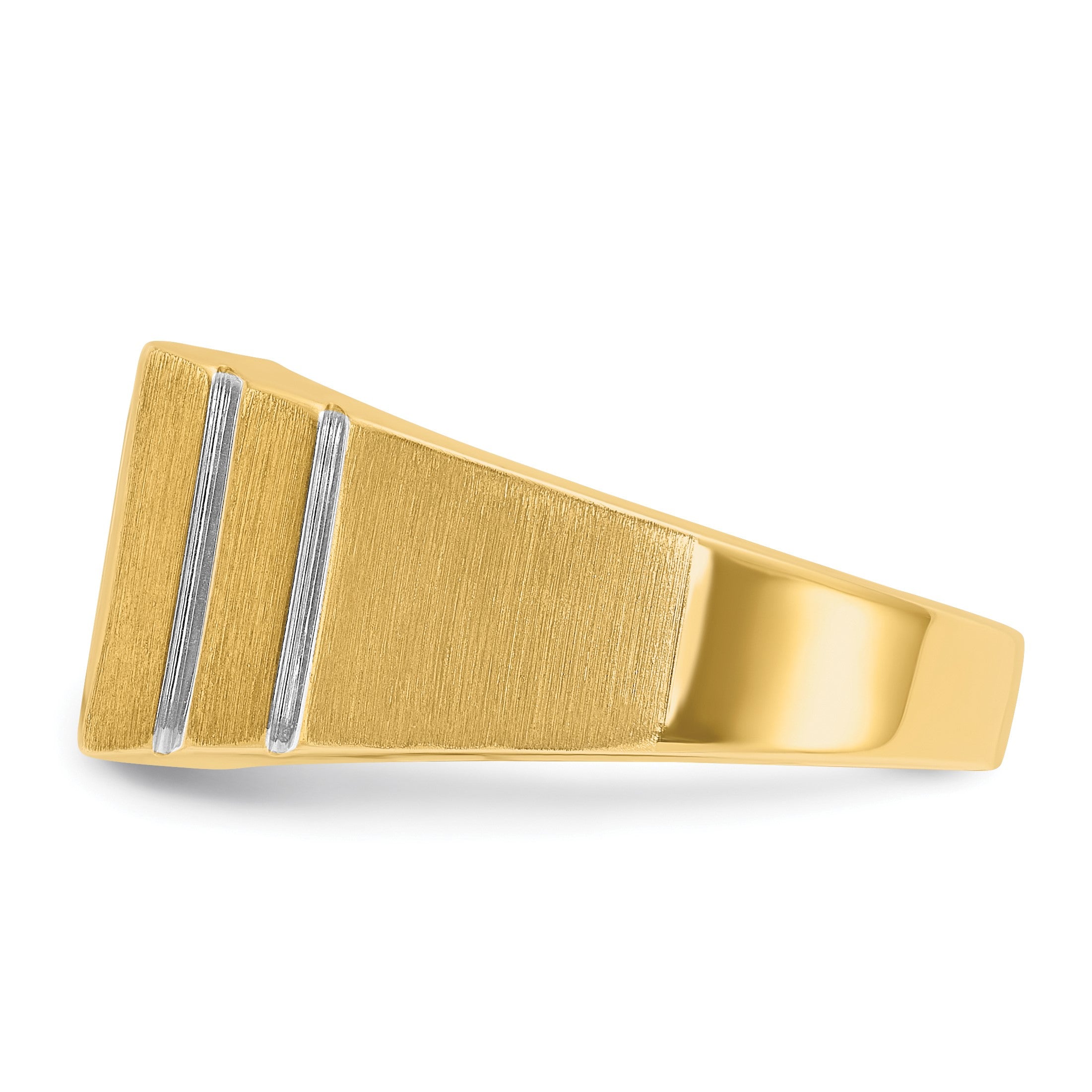 14K Gelb- und Rhodiumgold mit Weißrhodium Herren-Satin 0,33 ct. Diamant Komplettring