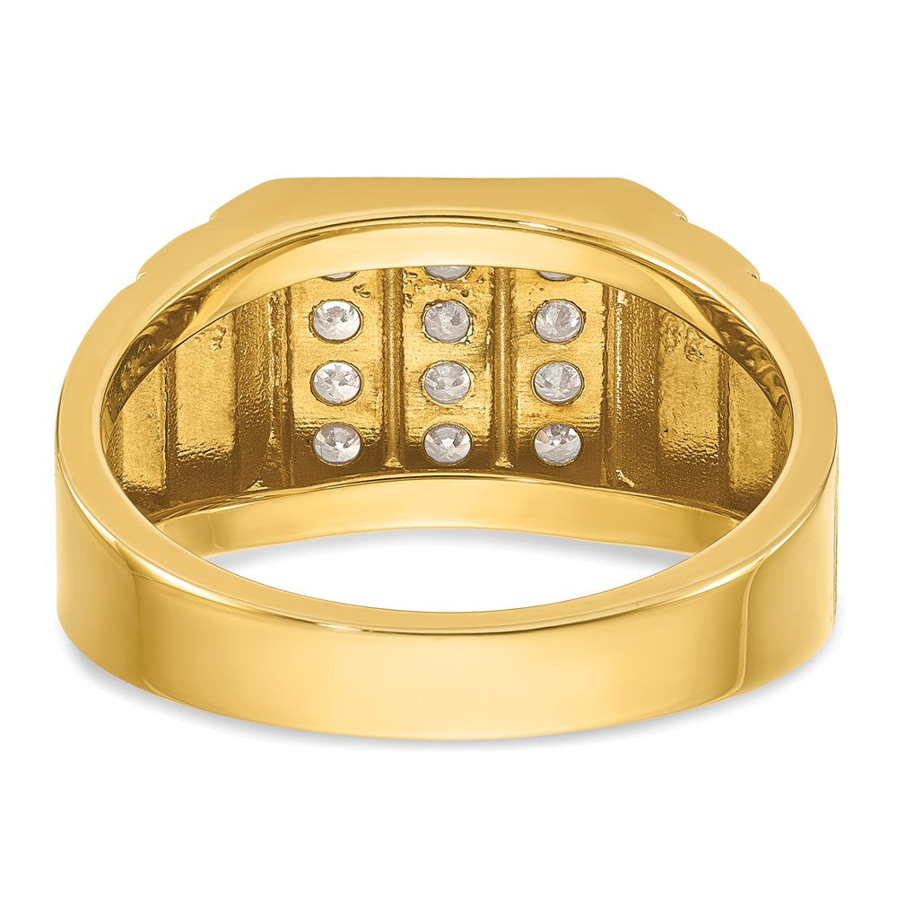14K Gelb- und Rhodiumgold mit Weißrhodium Herren-Satin 0,33 ct. Diamant Komplettring