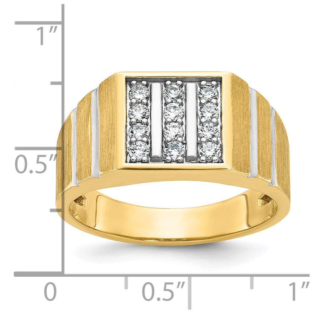 14K Gelb- und Rhodiumgold mit Weißrhodium Herren-Satin 0,33 ct. Diamant Komplettring