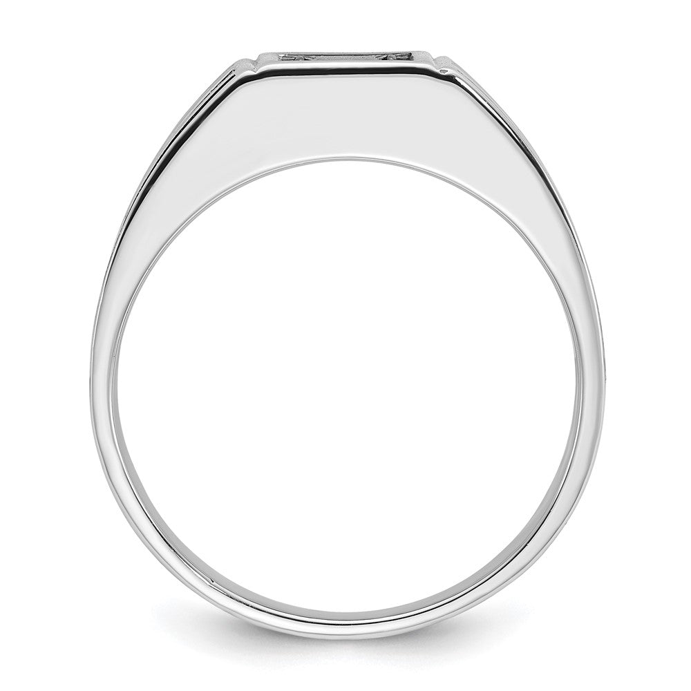 14K Weißgold Herrenring mit Schwarzrhodium, satiniert, 0,875 ct. schwarze und weiße Diamanten