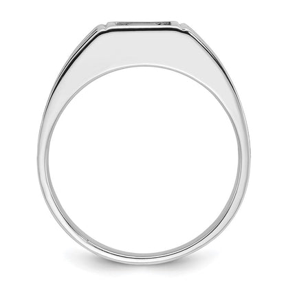 14K Weißgold Herrenring mit Schwarzrhodium, satiniert, 0,875 ct. schwarze und weiße Diamanten