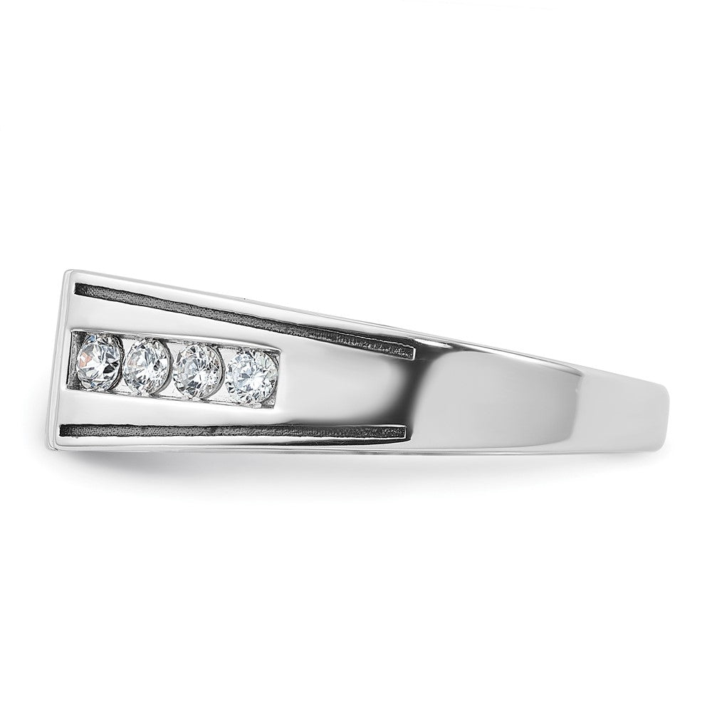 14K Weißgold Herrenring mit Schwarzrhodium, satiniert, 0,875 ct. schwarze und weiße Diamanten