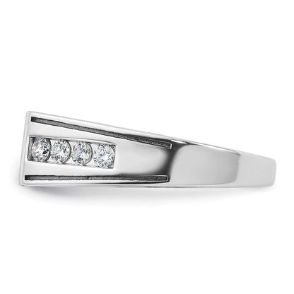 14K Weißgold Herrenring mit Schwarzrhodium, satiniert, 0,875 ct. schwarze und weiße Diamanten