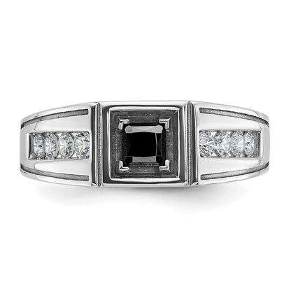 14K Weißgold Herrenring mit Schwarzrhodium, satiniert, 0,875 ct. schwarze und weiße Diamanten
