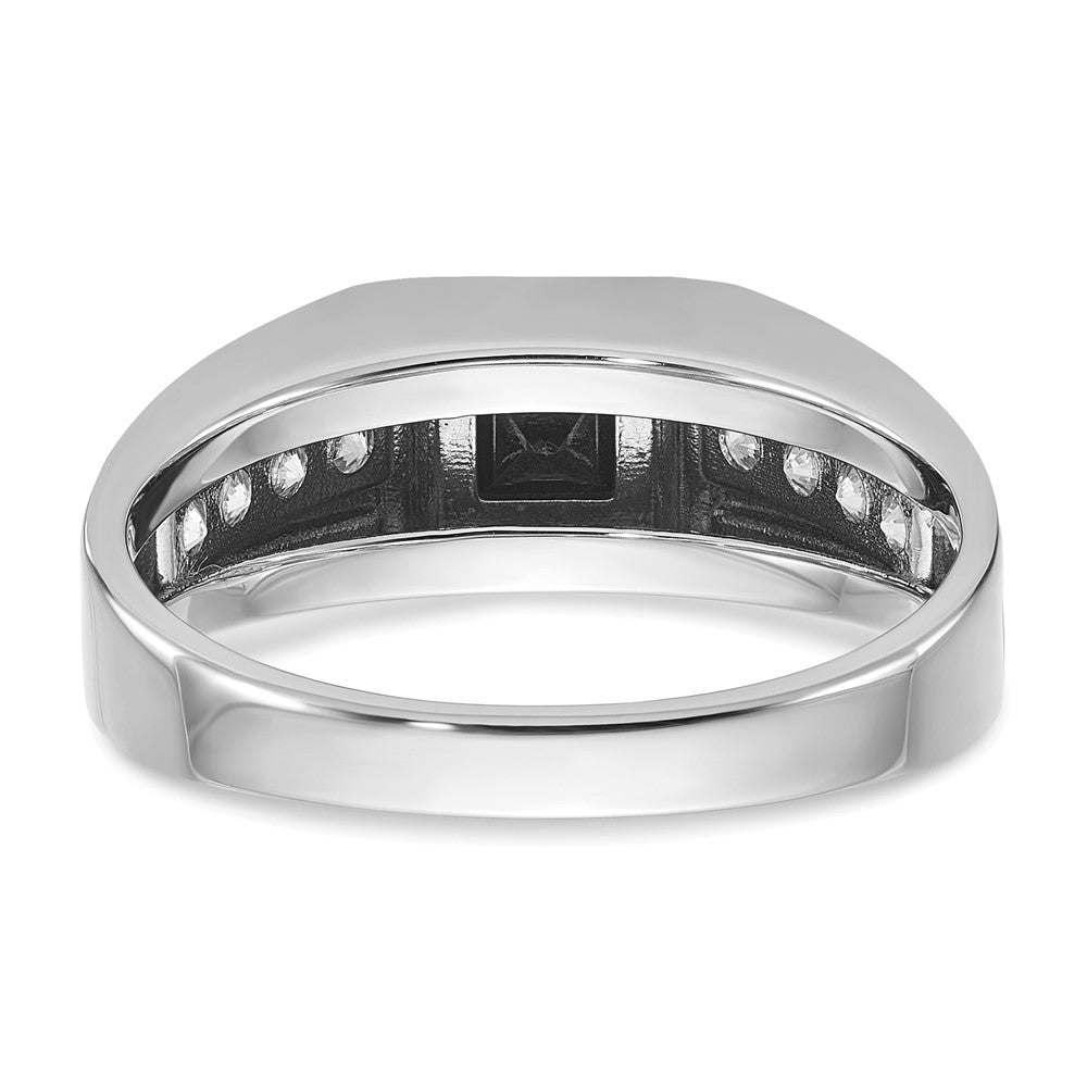 14K Weißgold Herrenring mit Schwarzrhodium, satiniert, 0,875 ct. schwarze und weiße Diamanten