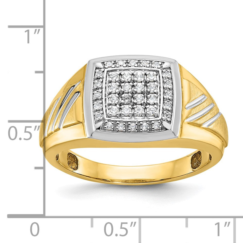 14K Herren-Diamantring aus Gelb- und Rhodiumgold mit Weißrhodium, satiniert, 0,33 ct