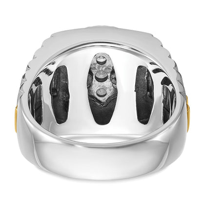 14K Bicolor Herren-Clusterring mit gerippter Fassung, 1 0,17 ct. im Labor gezüchteten Diamanten, VS/SI+ G+, komplett