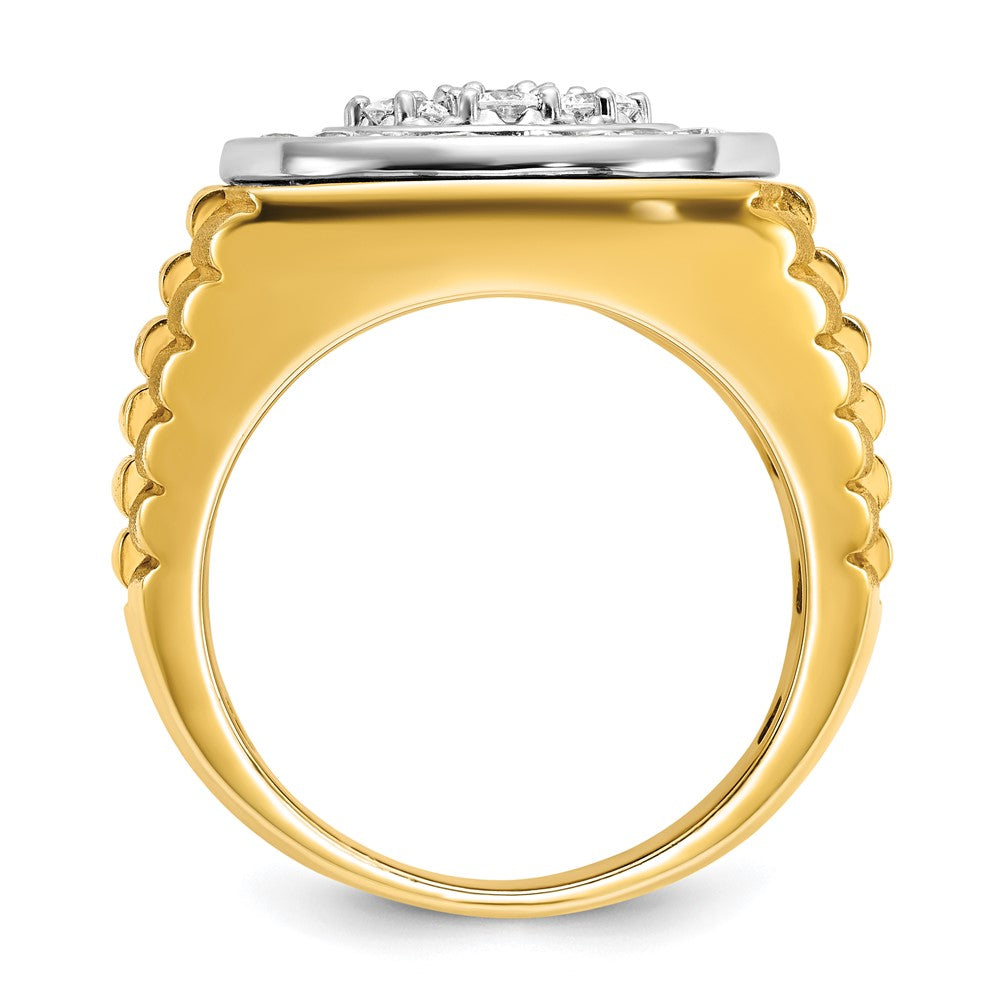 14K Zweifarbig-Gold Herren-Ring mit 2 ct. Diamant