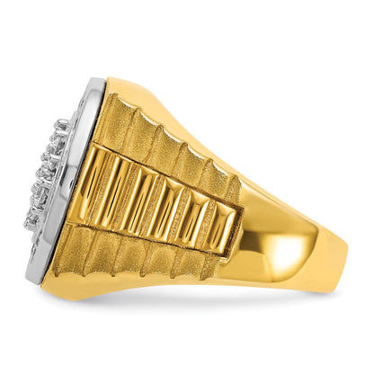14K Bicolor Herren-Cluster-Ring mit 1,875 ct. gezüchteten Diamanten, VS/SI+ G+, geripptes Design