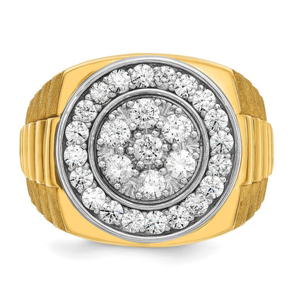 14K Bicolor Herren-Cluster-Ring mit 1,875 ct. gezüchteten Diamanten, VS/SI+ G+, geripptes Design