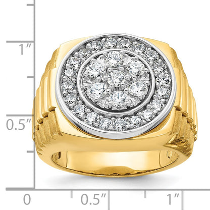 14K Zweifarbig-Gold Herren-Ring mit 2 ct. Diamant