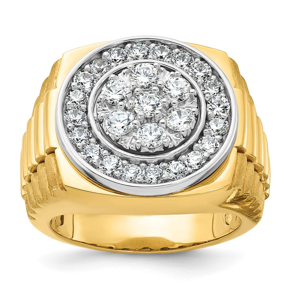 14K Zweifarbig-Gold Herren-Ring mit 2 ct. Diamant