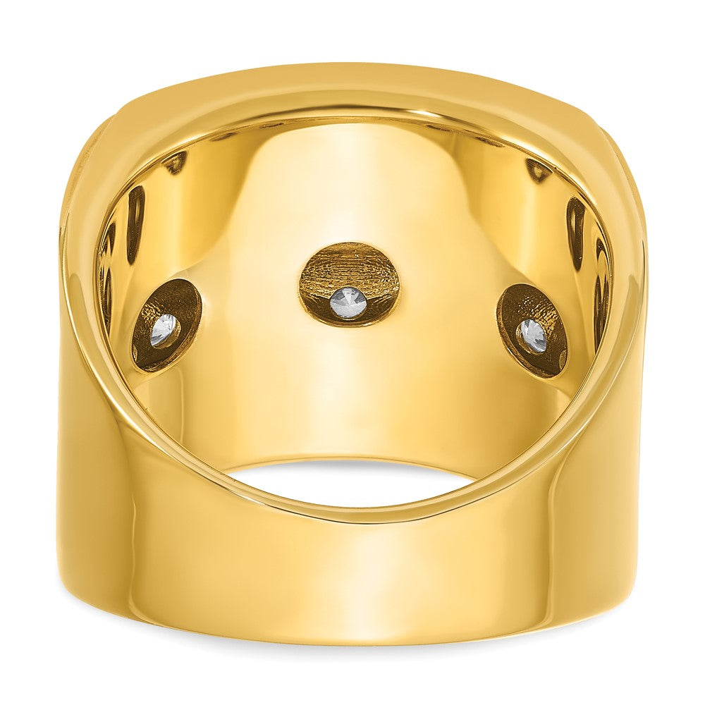 14K Gelb- und Rhodiumgold Herren-Ring mit vierreihigem Besatz, 3,6K Diamanten, komplett besetzt