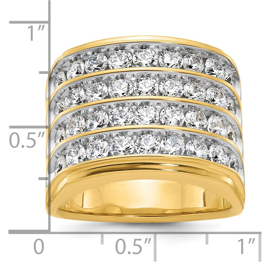 14K Gelb- und Rhodiumgold Herren-Ring mit vierreihigem Besatz, 3,6K Diamanten, komplett besetzt