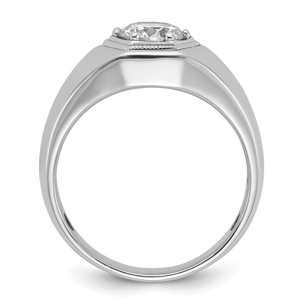 14K Weißgold 1 ct. Laborgezüchteter Diamant VS/SI+ G+ Polierter und Perlrandierter Herrenring