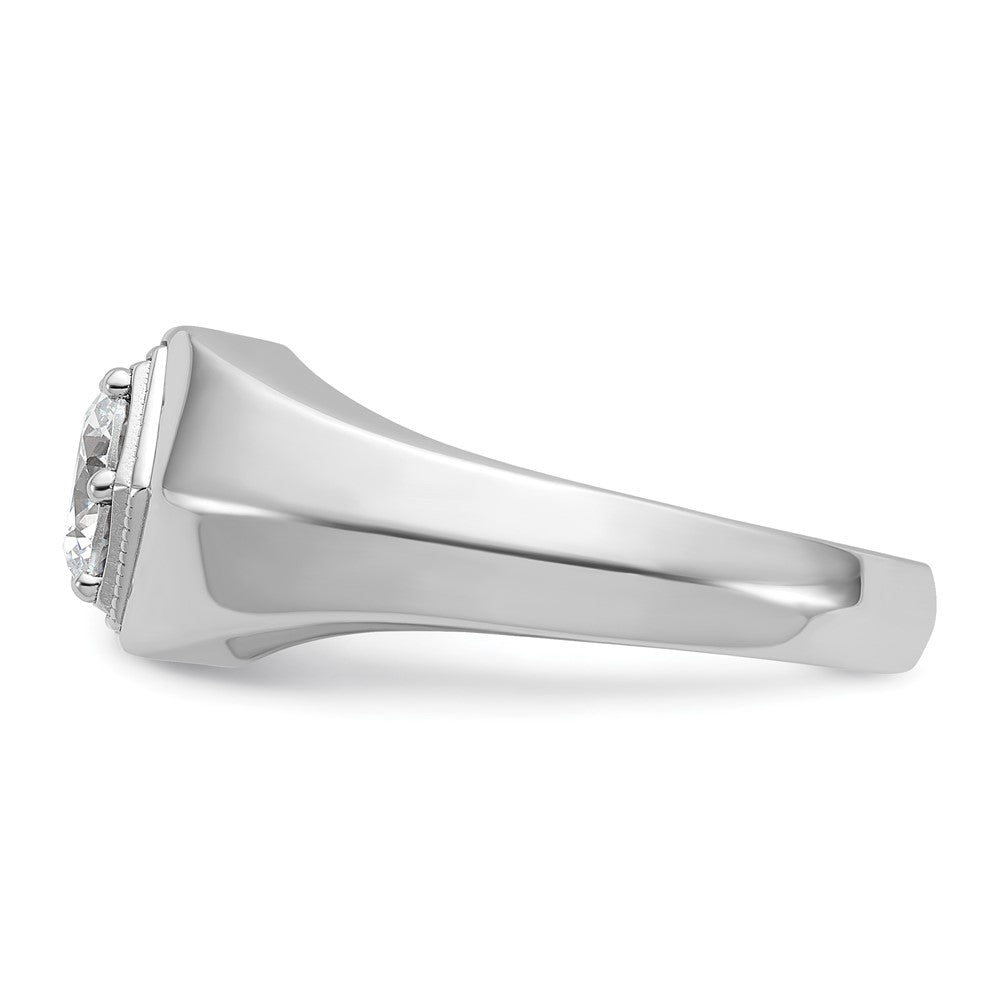14K Weißgold 1 ct. Laborgezüchteter Diamant VS/SI+ G+ Polierter und Perlrandierter Herrenring