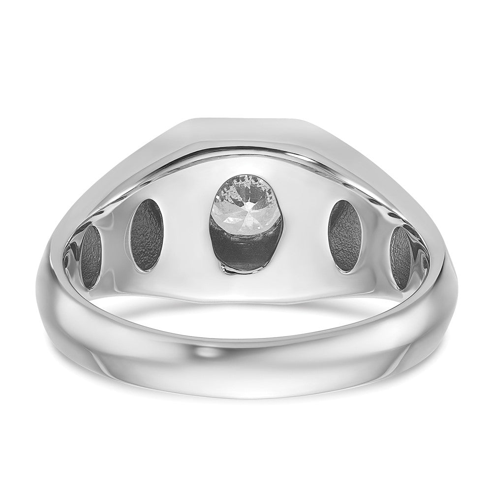 14K Weißgold 1 ct. Laborgezüchteter Diamant VS/SI+ G+ Polierter und Perlrandierter Herrenring