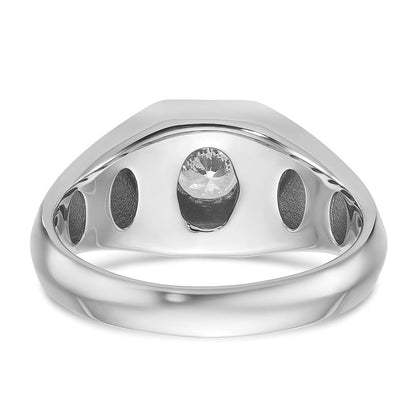 14K Weißgold 1 ct. Laborgezüchteter Diamant VS/SI+ G+ Polierter und Perlrandierter Herrenring