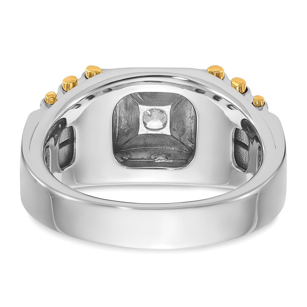 14K Bicolor Ring für Herren mit 1 ct. im Labor gezüchtetem Diamanten, VS/SI+ G+, poliert und gebürstet, mit strukturierter Oberfläche
