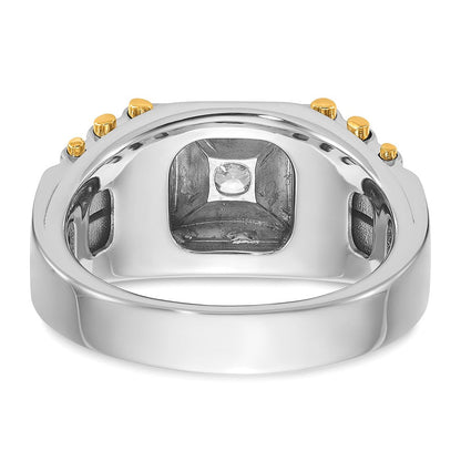14K Bicolor Ring für Herren mit 1 ct. im Labor gezüchtetem Diamanten, VS/SI+ G+, poliert und gebürstet, mit strukturierter Oberfläche