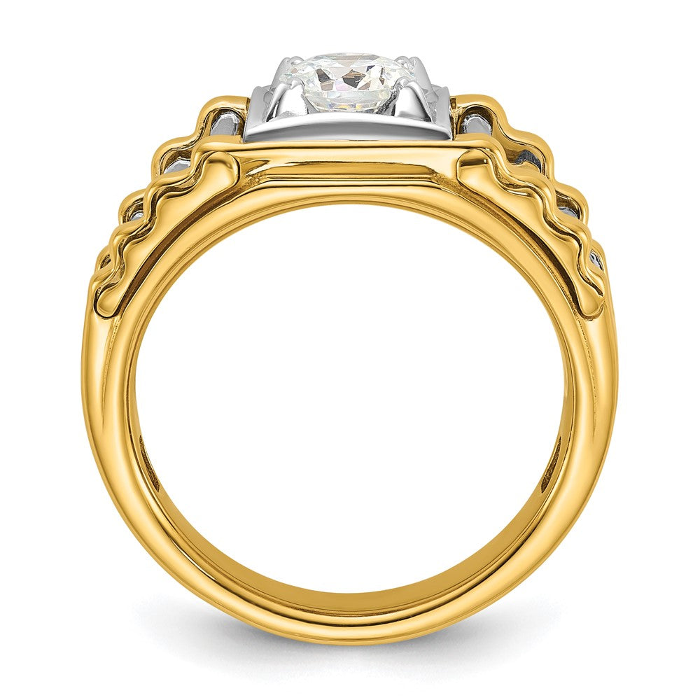 14K Bicolor Ring mit 1 ct. im Labor gezüchteten Diamanten VS/SI+ G+, poliert und gerippt, für Herren