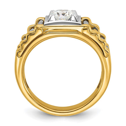 14K Bicolor Ring mit 1 ct. im Labor gezüchteten Diamanten VS/SI+ G+, poliert und gerippt, für Herren