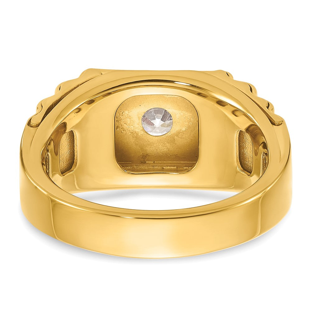 14K Bicolor Ring mit 1 ct. im Labor gezüchteten Diamanten VS/SI+ G+, poliert und gerippt, für Herren