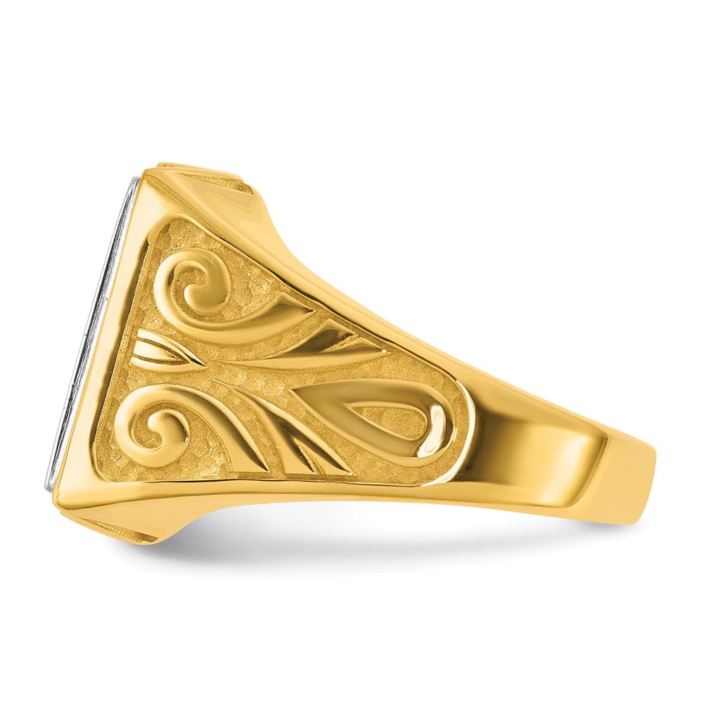 14K Bicolor Gold Gravierbar Quadratisch Siegel Ring