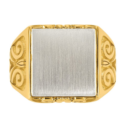 14K Bicolor Gold Gravierbar Quadratisch Siegel Ring