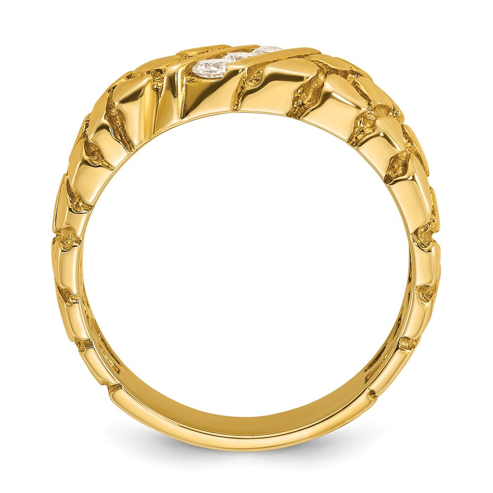 14K Gelbgold Herren-Ring mit 0,25K Diamant-Nugget, komplett