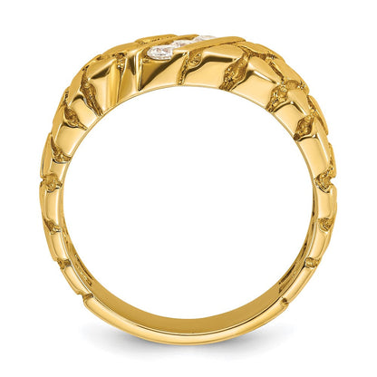 14K Gelbgold Herren-Ring mit 0,25K Diamant-Nugget, komplett