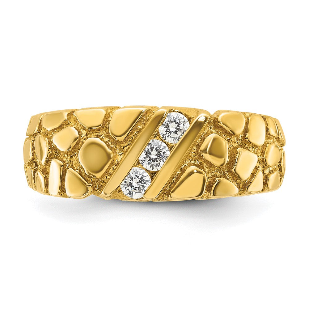 14K Gelbgold Herren-Ring mit 0,25K Diamant-Nugget, komplett