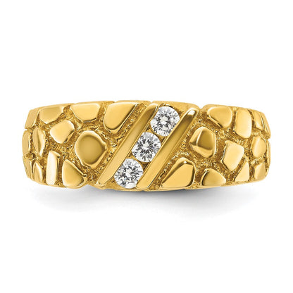 14K Gelbgold Herren-Ring mit 0,25K Diamant-Nugget, komplett
