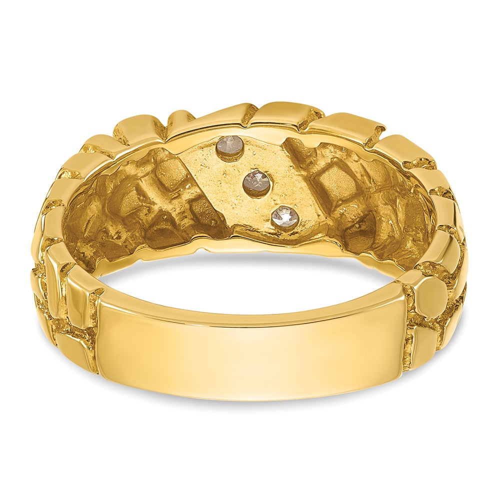 14K Gelbgold Herren-Ring mit 0,25K Diamant-Nugget, komplett