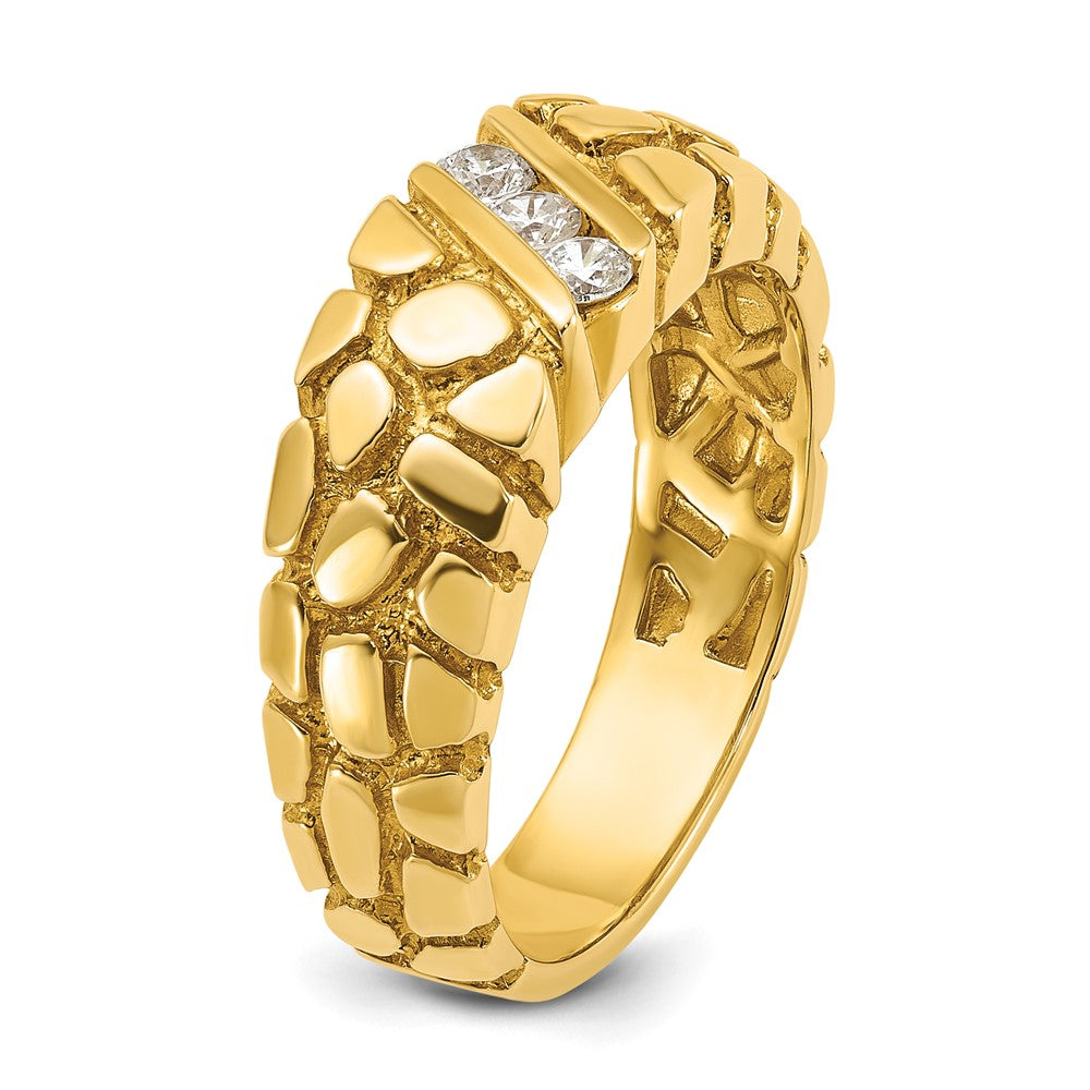14K Gelbgold Herren-Ring mit 0,25K Diamant-Nugget, komplett