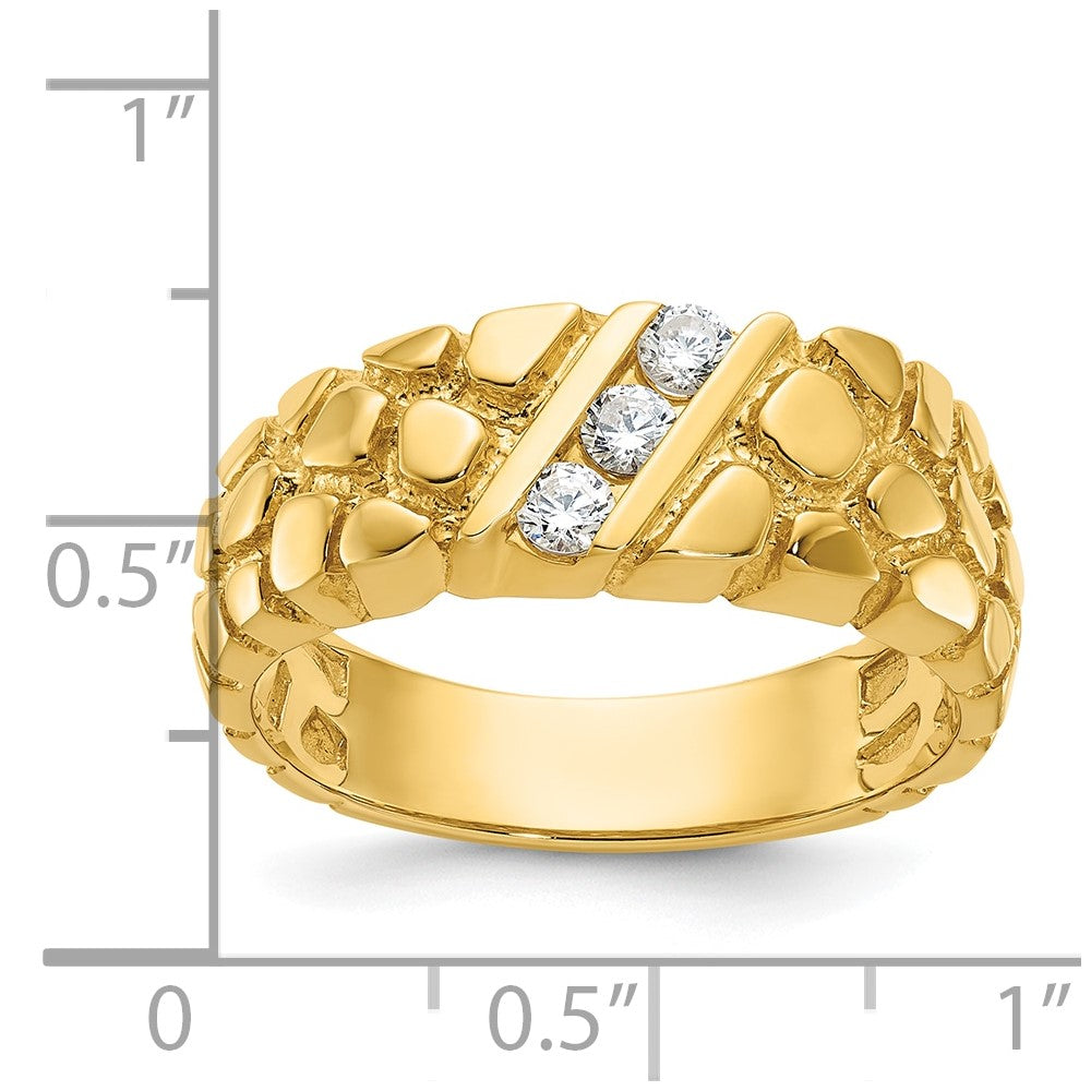 14K Gelbgold Herren-Ring mit 0,25K Diamant-Nugget, komplett