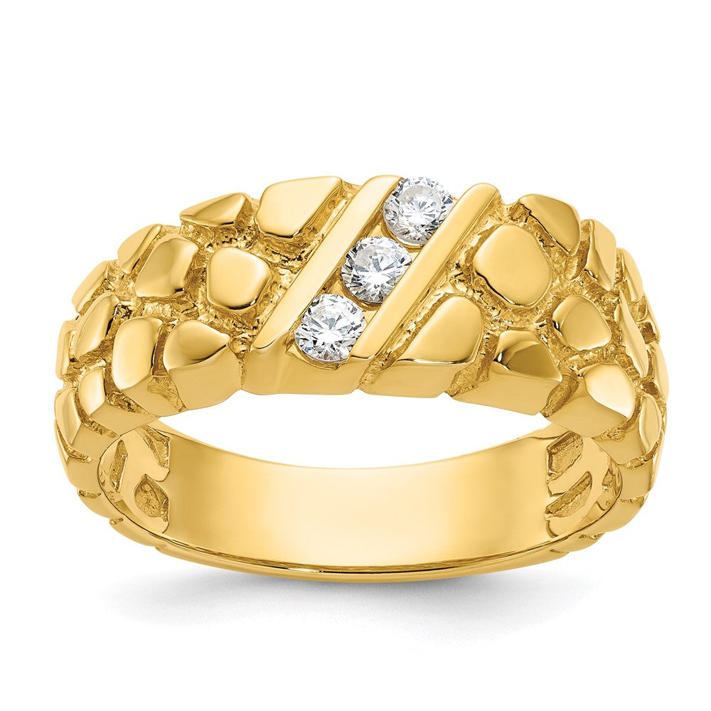 14K Gelbgold Herren-Ring mit 0,25K Diamant-Nugget, komplett