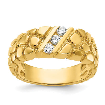 14K Gelbgold Herren-Ring mit 0,25K Diamant-Nugget, komplett
