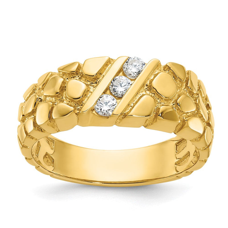 14K Gelbgold Herren-Ring mit 0,25K Diamant-Nugget, komplett