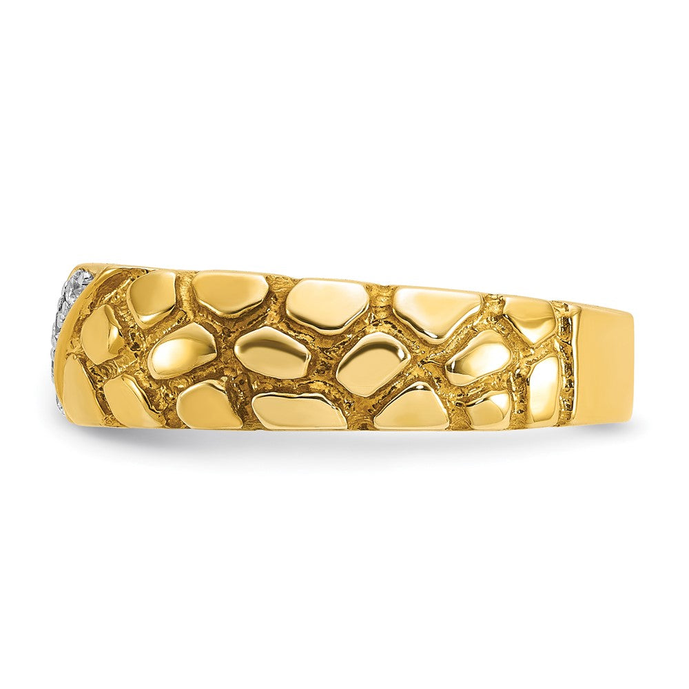 14K Gelbgold Herren-Ring mit 0,067 Karat Diamant-Nugget