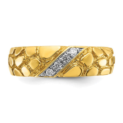 14K Gelbgold Herren-Ring mit 0,067 Karat Diamant-Nugget