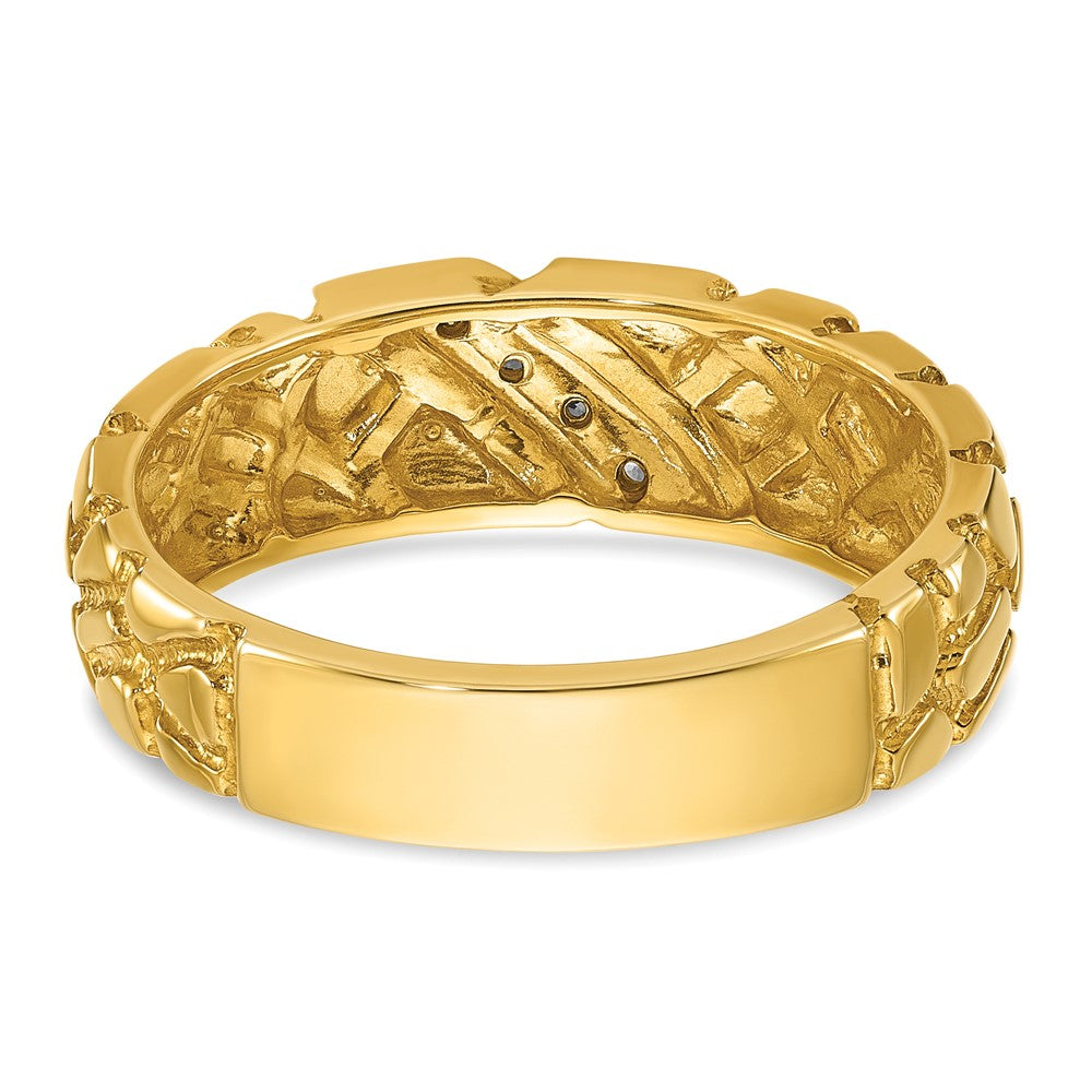 14K Gelbgold Herren-Ring mit 0,067 Karat Diamant-Nugget