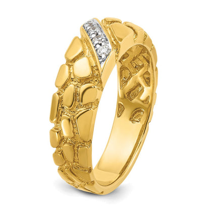 14K Gelbgold Herren-Ring mit 0,067 Karat Diamant-Nugget