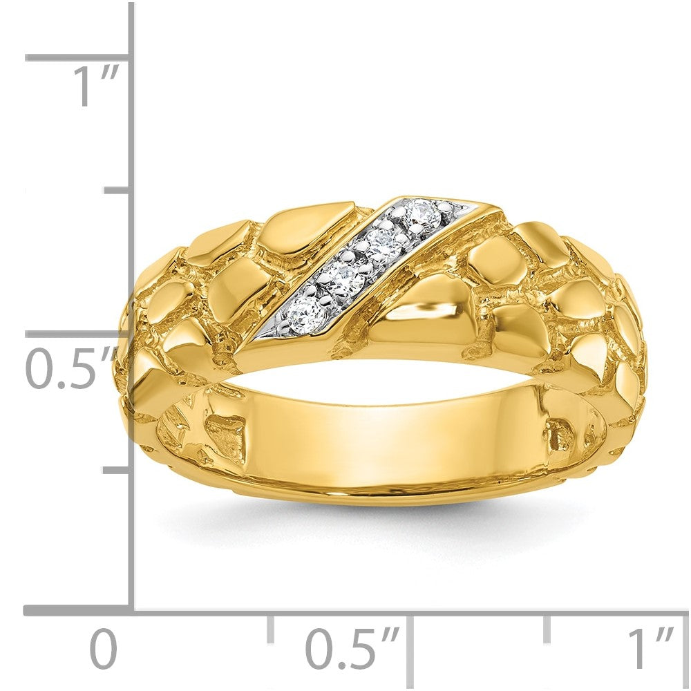14K Gelbgold Herren-Ring mit 0,067 Karat Diamant-Nugget