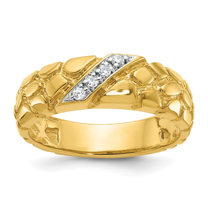 14K Gelbgold Herren-Ring mit 0,067 Karat Diamant-Nugget