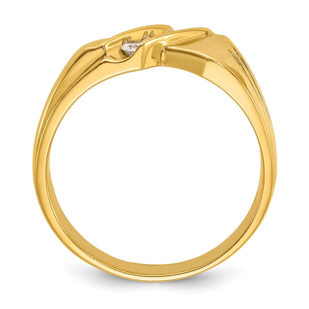14K Gelbgold Herren-Ring mit 0,2K Diamanten, komplett
