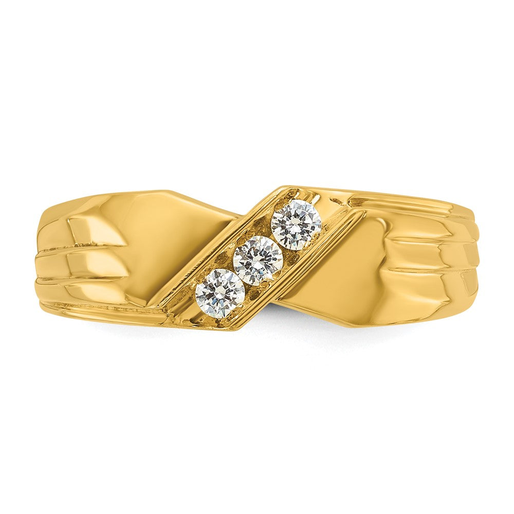 14K Gelbgold Herren-Ring mit 0,2K Diamanten, komplett