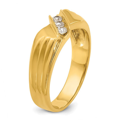 14K Gelbgold Herren-Ring mit 0,2K Diamanten, komplett