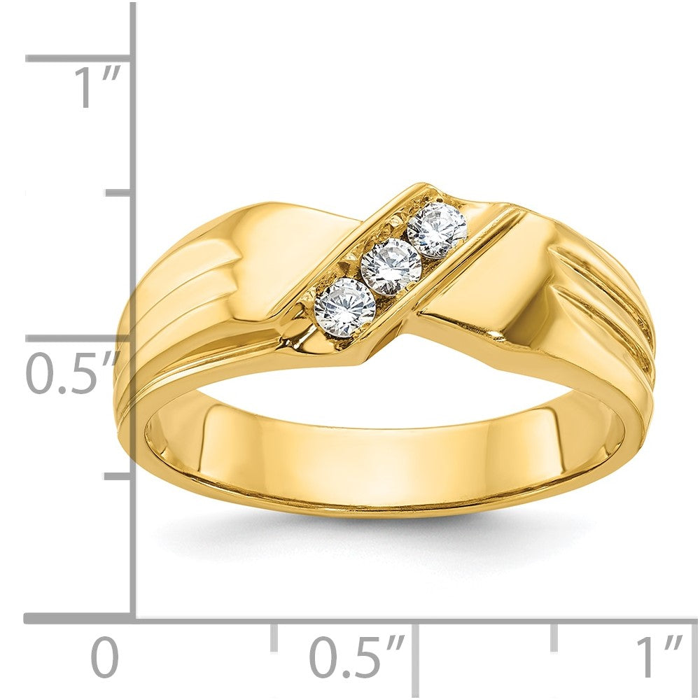 14K Gelbgold Herren-Ring mit 0,2K Diamanten, komplett