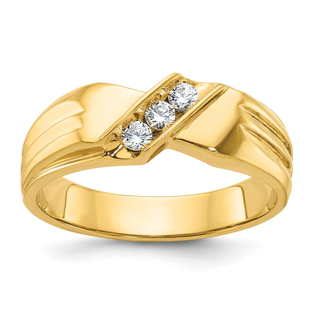 14K Gelbgold Herren-Ring mit 0,2K Diamanten, komplett